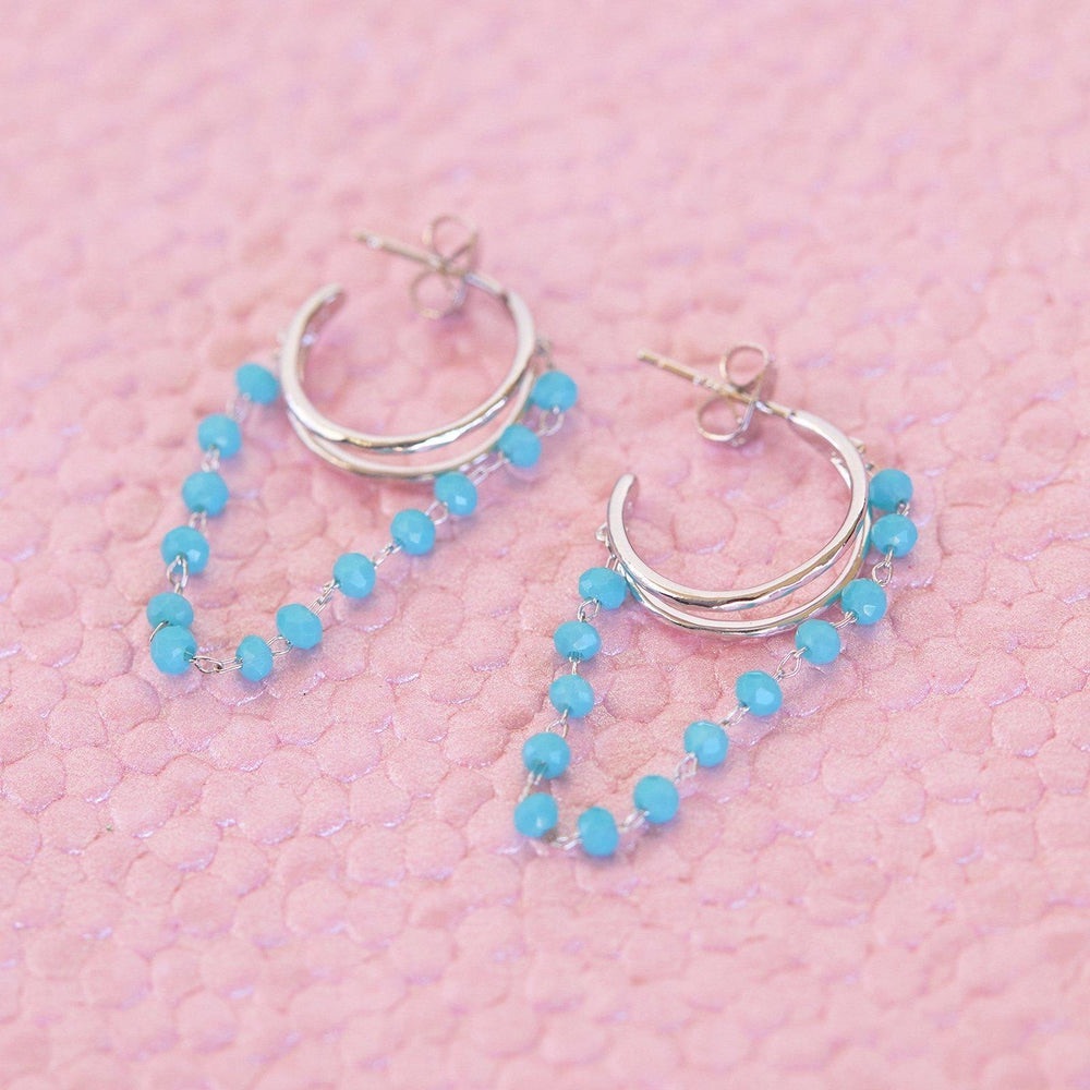 NWOT PuraVida NEON CHAIN HOOP EARRING - Picture 3 of 3